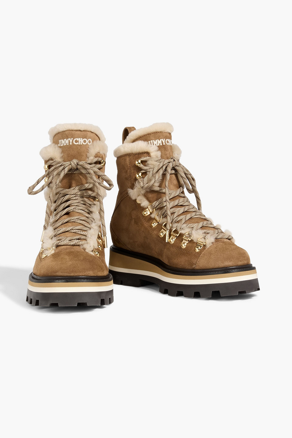 Jimmy Choo Chike Shearling Hiking Boots In Animal Print