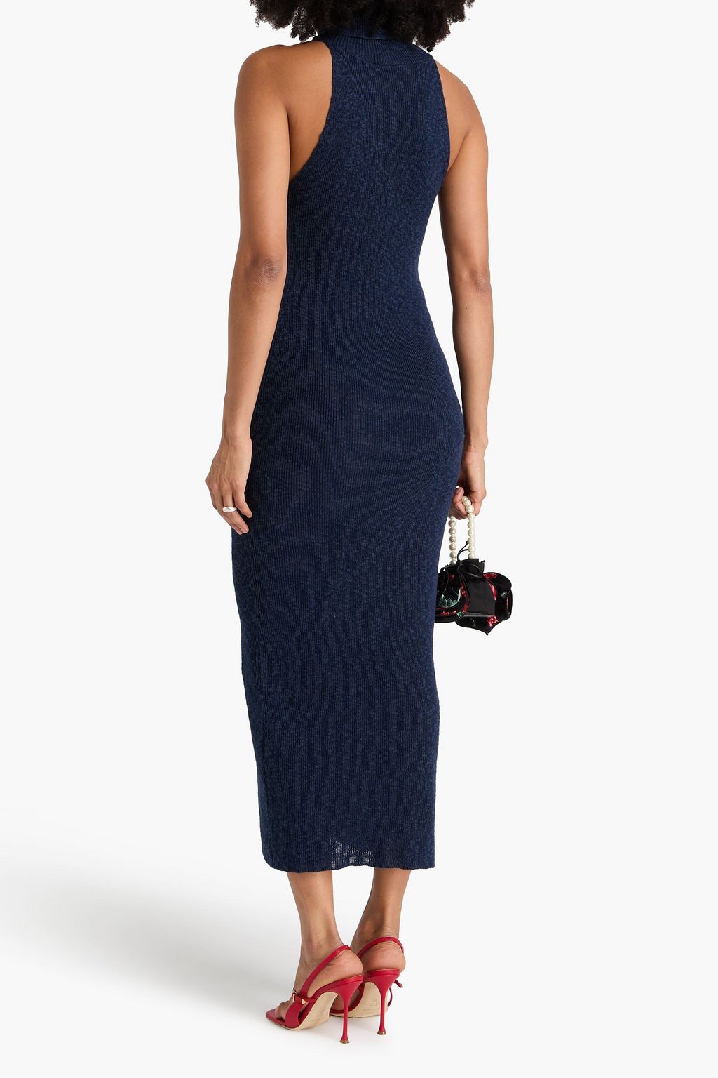 MAGDA BUTRYM فستان متوسط الطول من مزيج القطن والكتّان بتصميم مضلّع