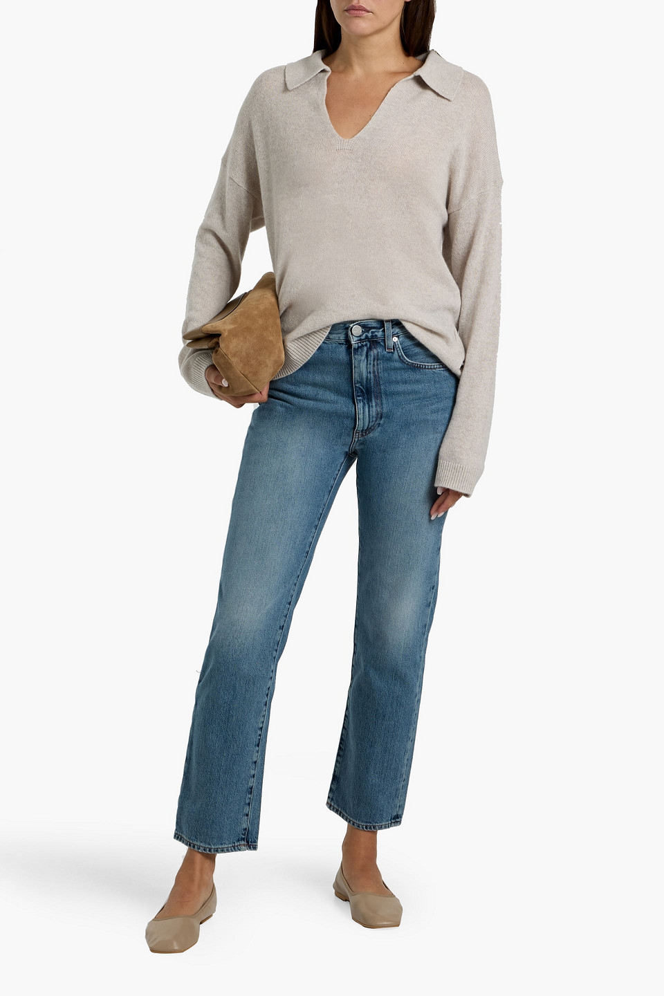 Totême Faded Five-pocket Denim Trousers With Belt Loops In Blue