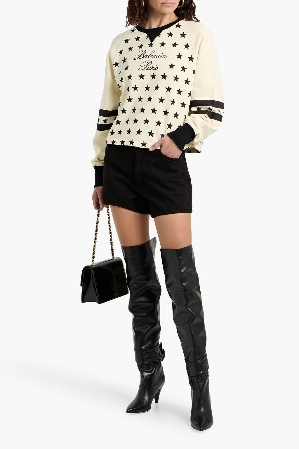 BALMAIN Printed French cotton-terry sweatshirt
