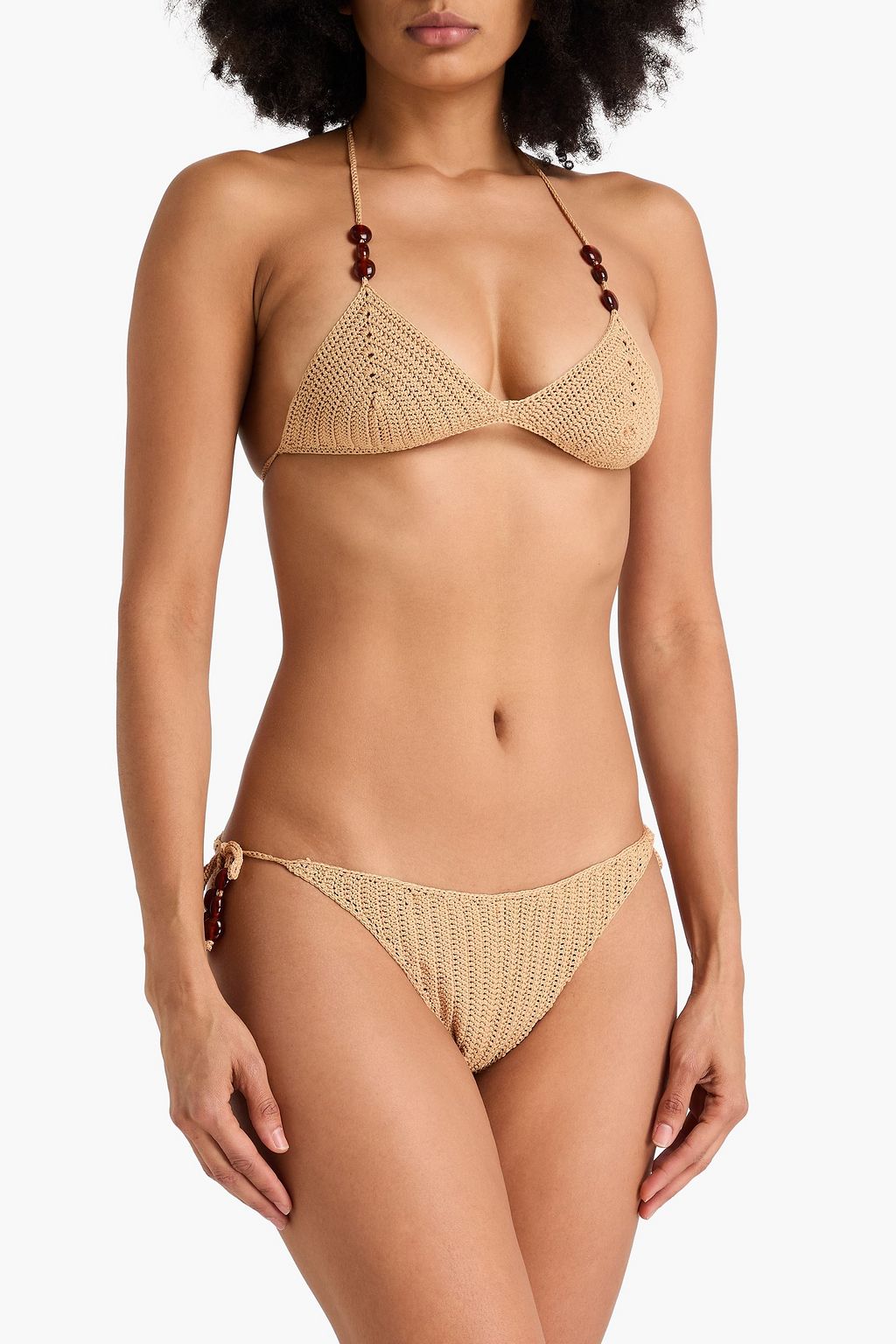 MAGDA BUTRYM توب بيكيني مثلّث الشكل من الكروشيه مزيّن بالخرز
