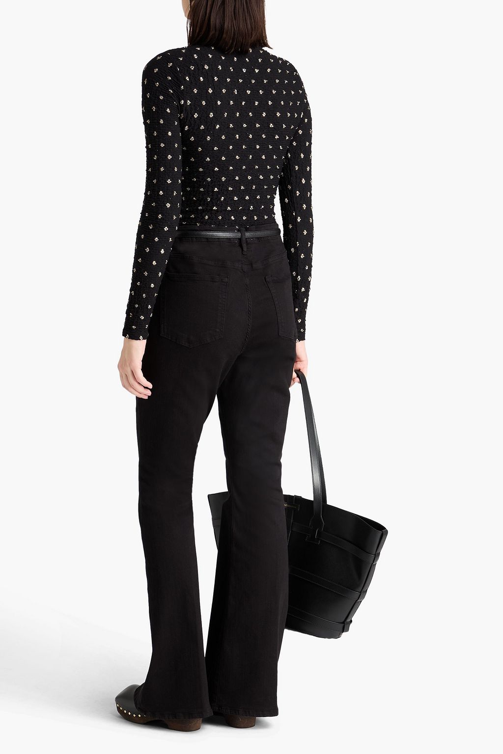 FRAME Oberteil aus Metallic-Seersucker