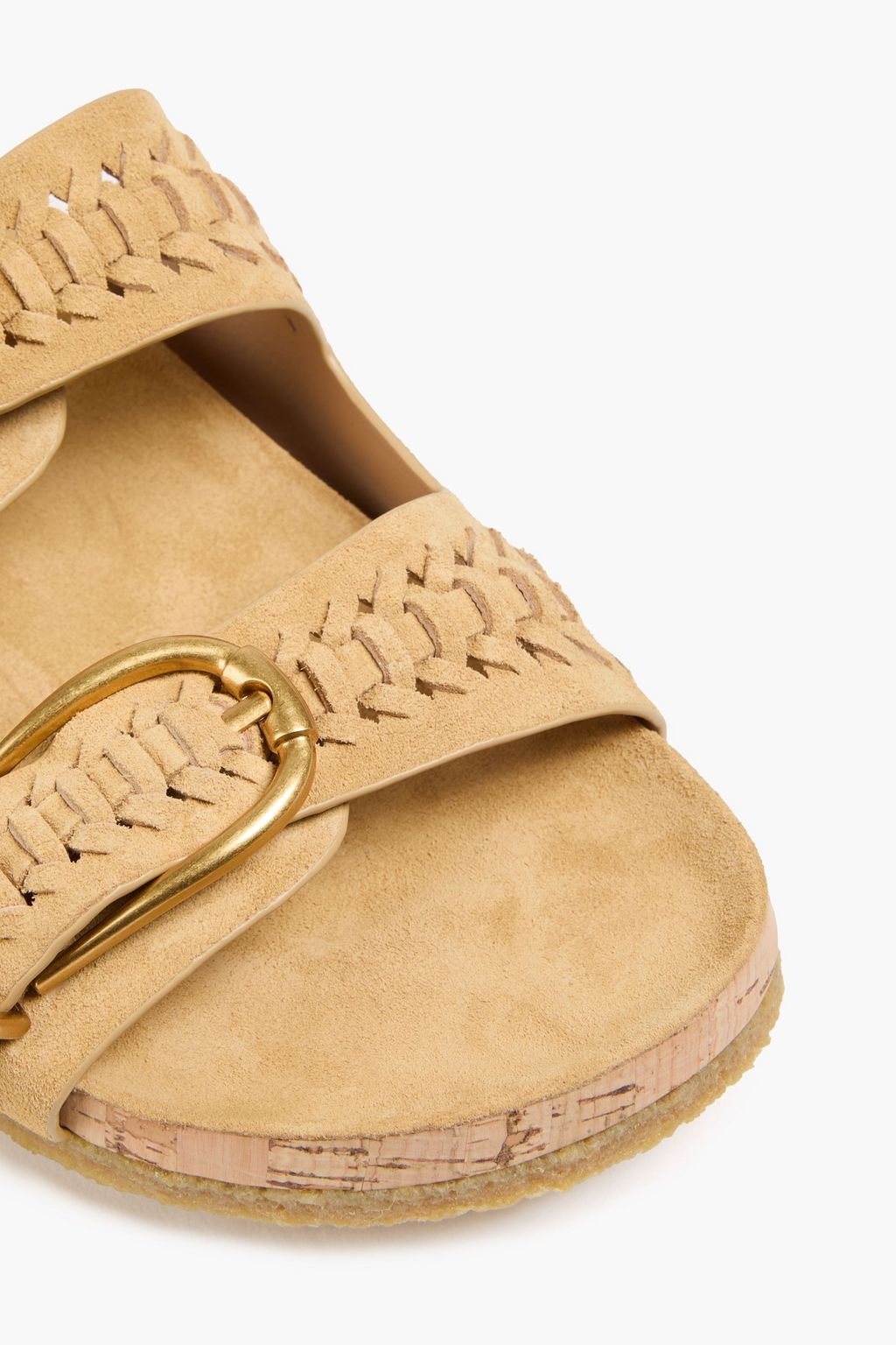 VERONICA BEARD صندل "بيج" من الشامواه مزيّن بإبزيم