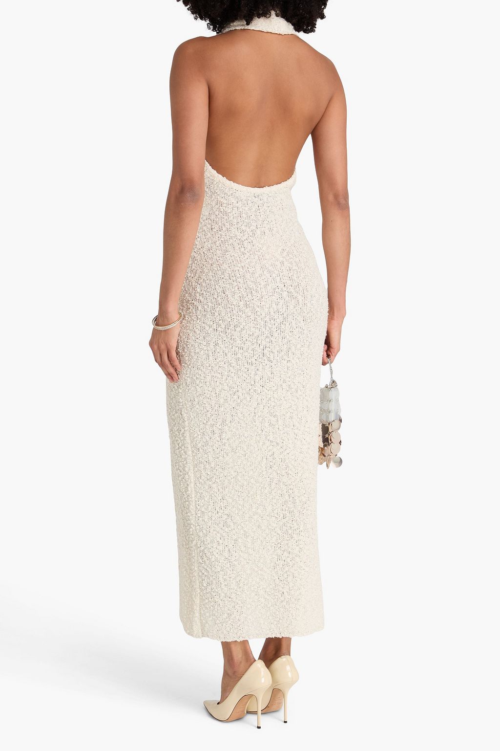 MAGDA BUTRYM Draped bouclé-knit cotton-blend maxi dress