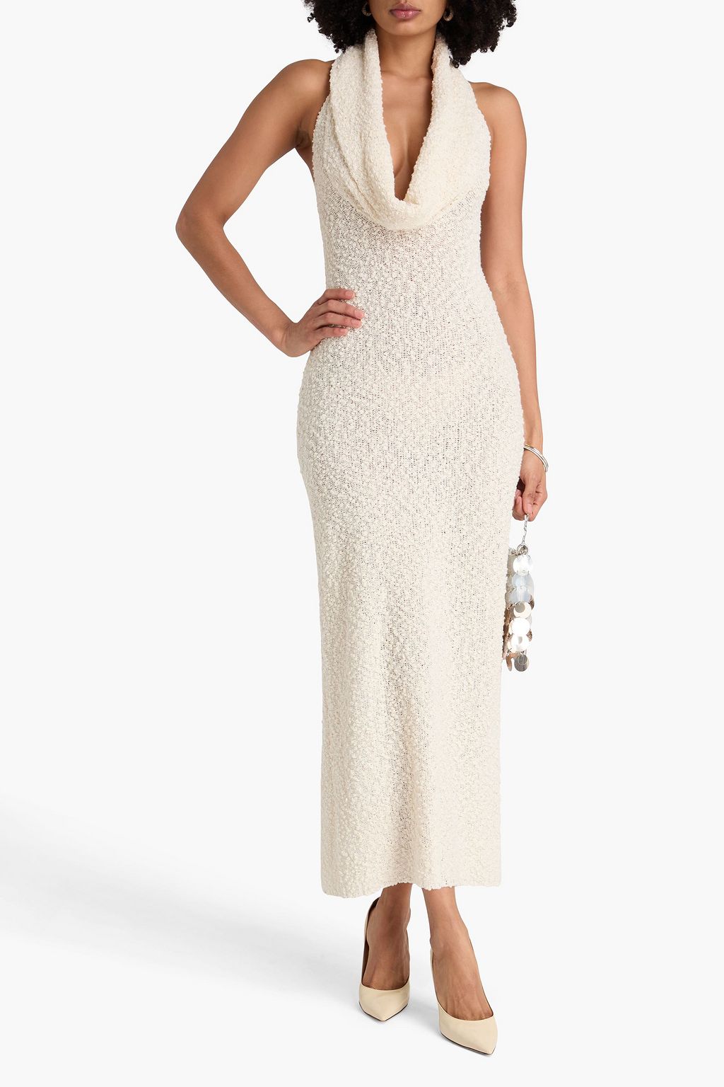 MAGDA BUTRYM Draped bouclé-knit cotton-blend maxi dress