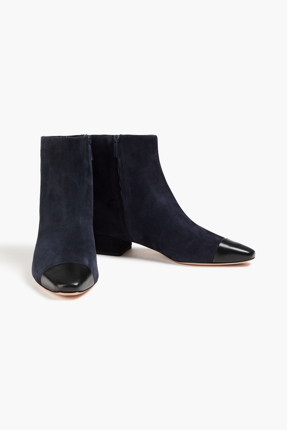  Veronica Beard - Cecile Leather And Suede Ankle Boots - Blue - Us 5.5 