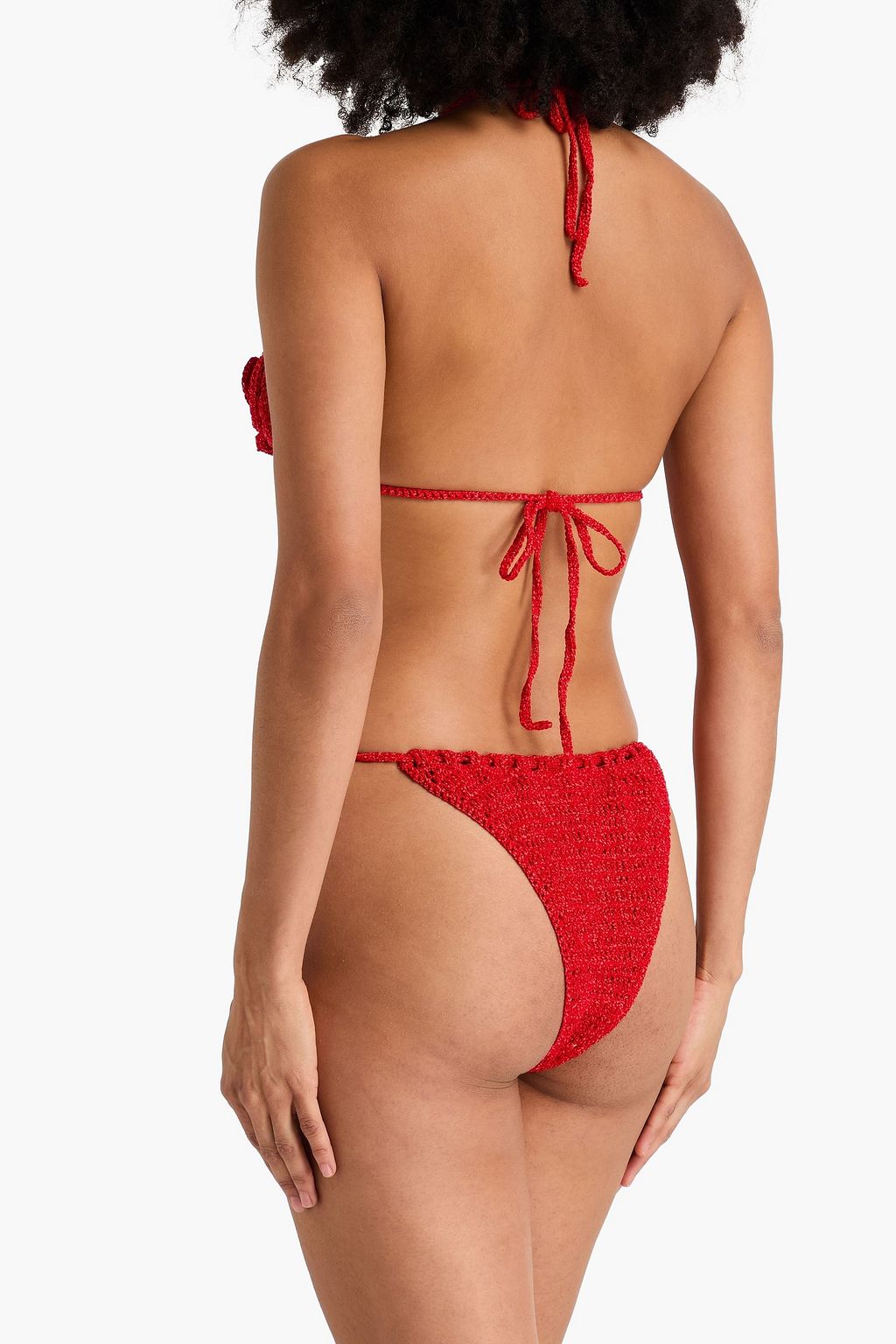 MAGDA BUTRYM توب بيكيني مثلث الشكل من الكروشيه مُزيّن بزخارف الأزهار