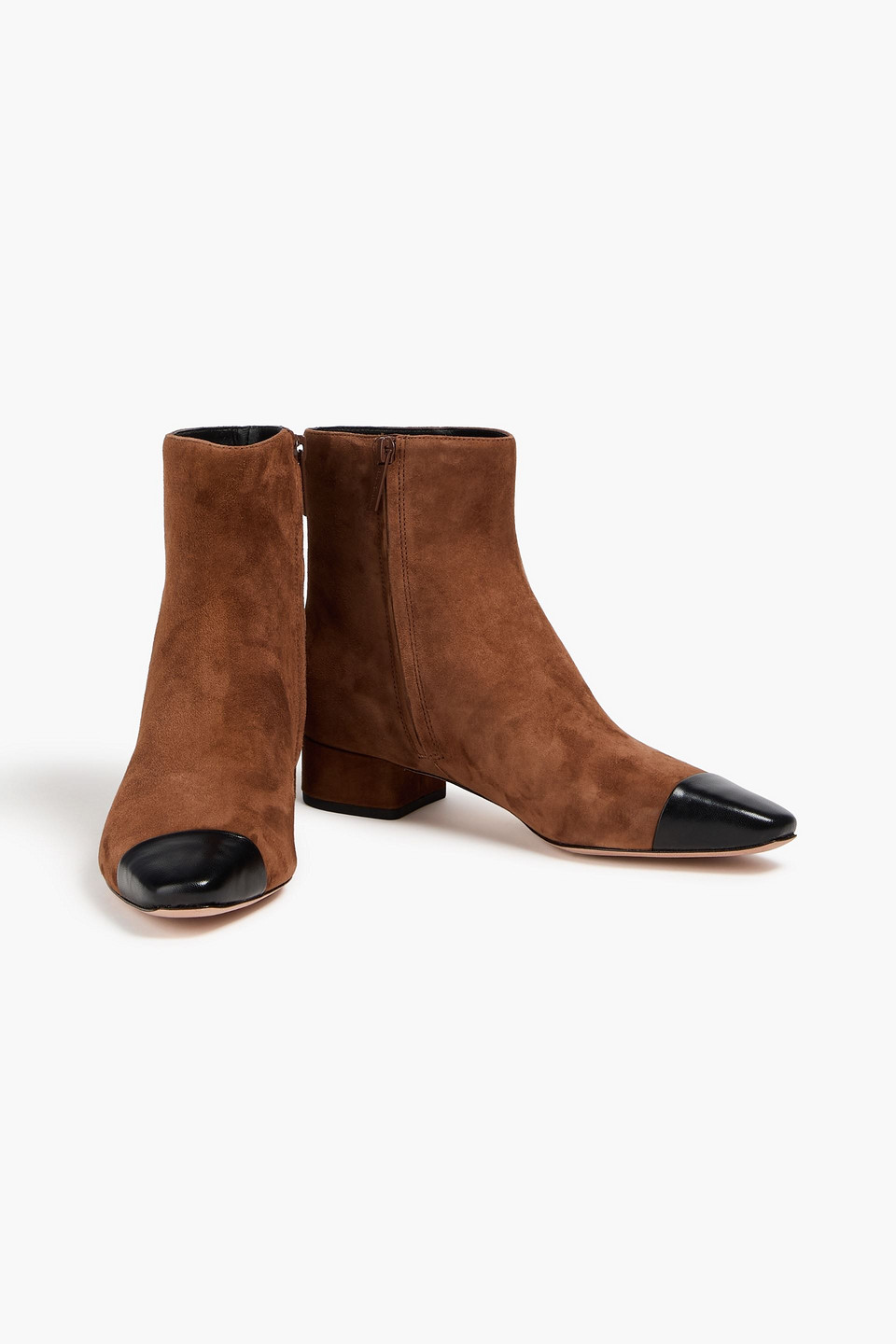  Veronica Beard - Cecile Leather And Suede Ankle Boots - Brown - Us 7.5 