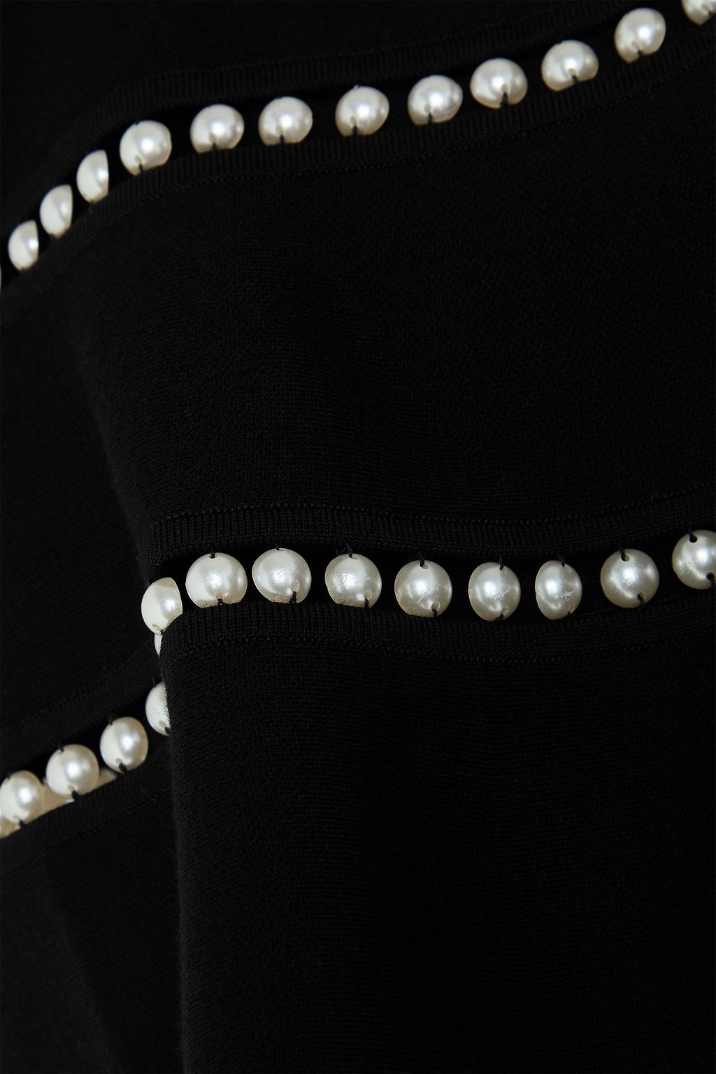 CAROLINA HERRERA Faux pearl-embellished wool-blend peplum sweater