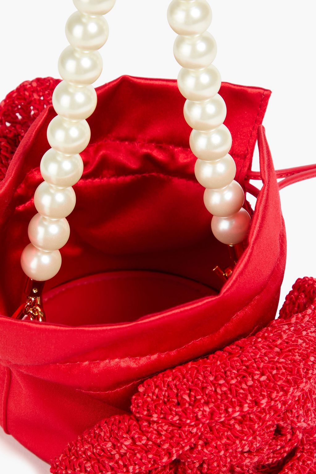 MAGDA BUTRYM حقيبة توت من الساتان والكروشيه مزيّنة باللؤلؤ الصناعي وبزخارف الأزهار