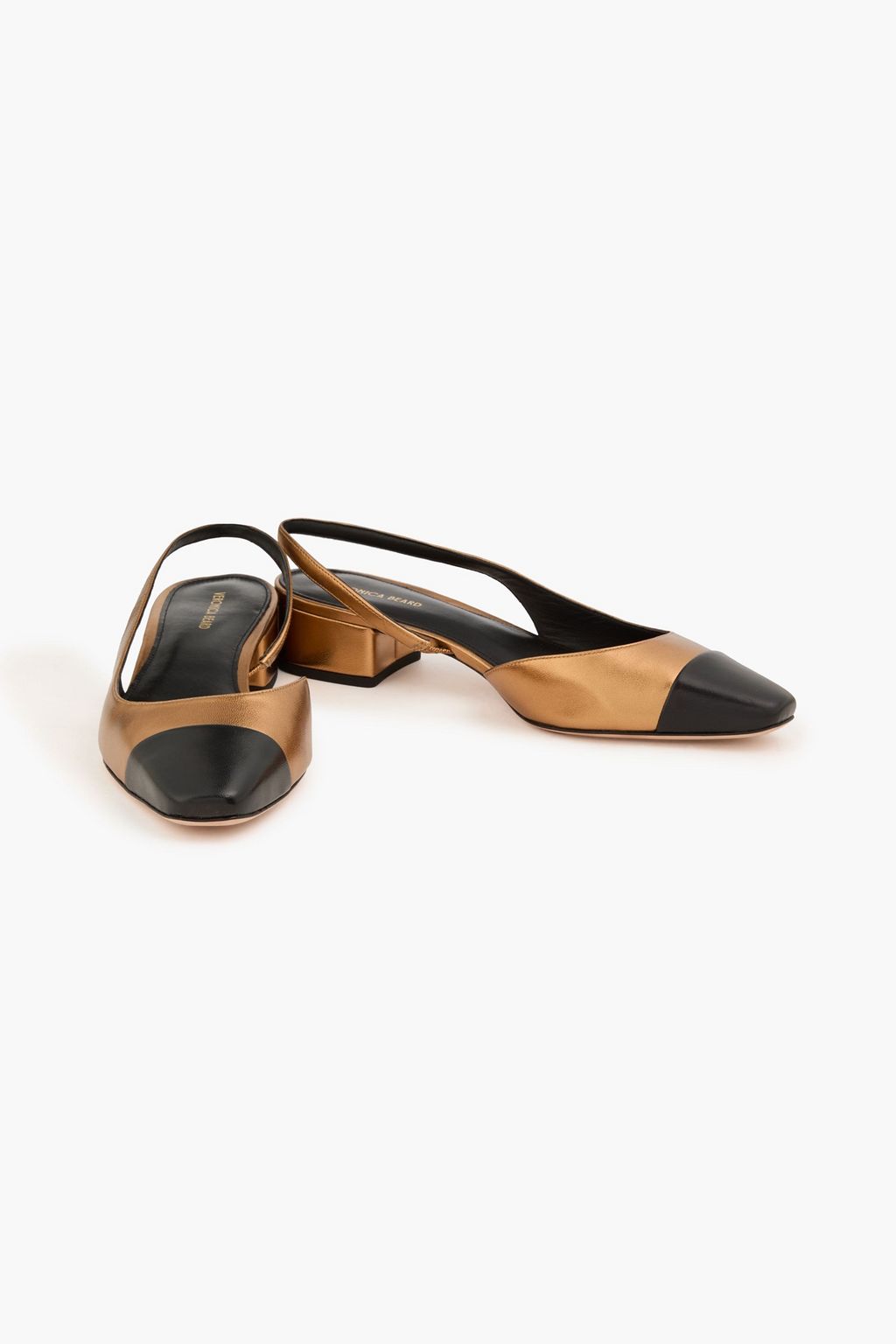 VERONICA BEARD Metallic two-tone leather slingback pumps