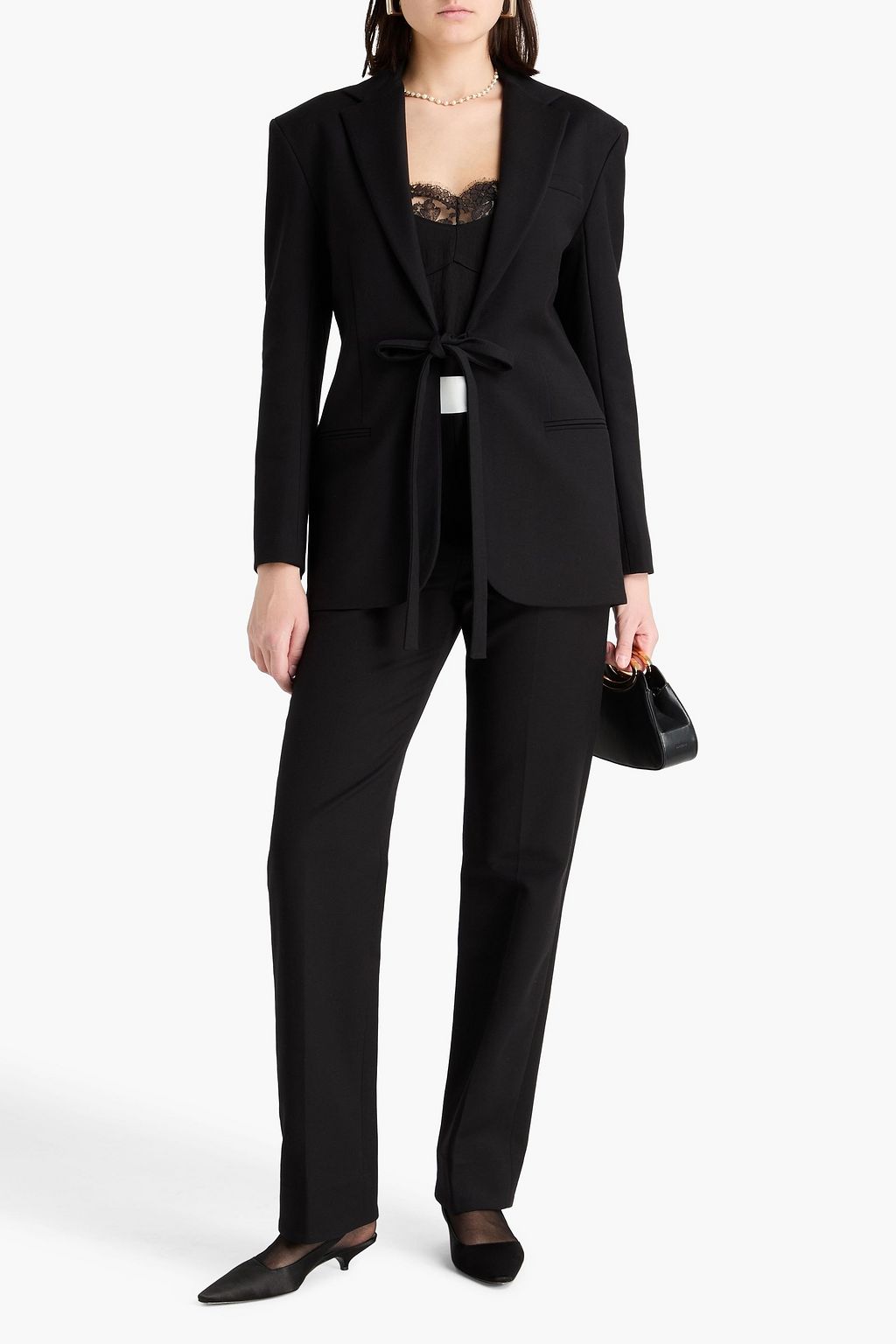 TOVE Tie-front cotton-blend faille blazer