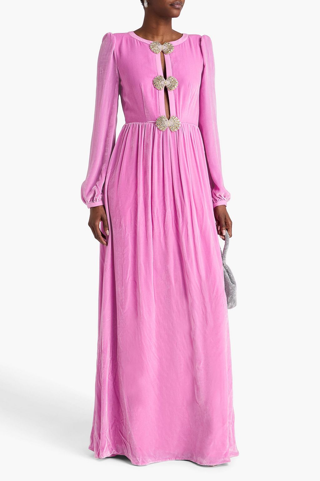 SALONI Camille embellished velvet gown