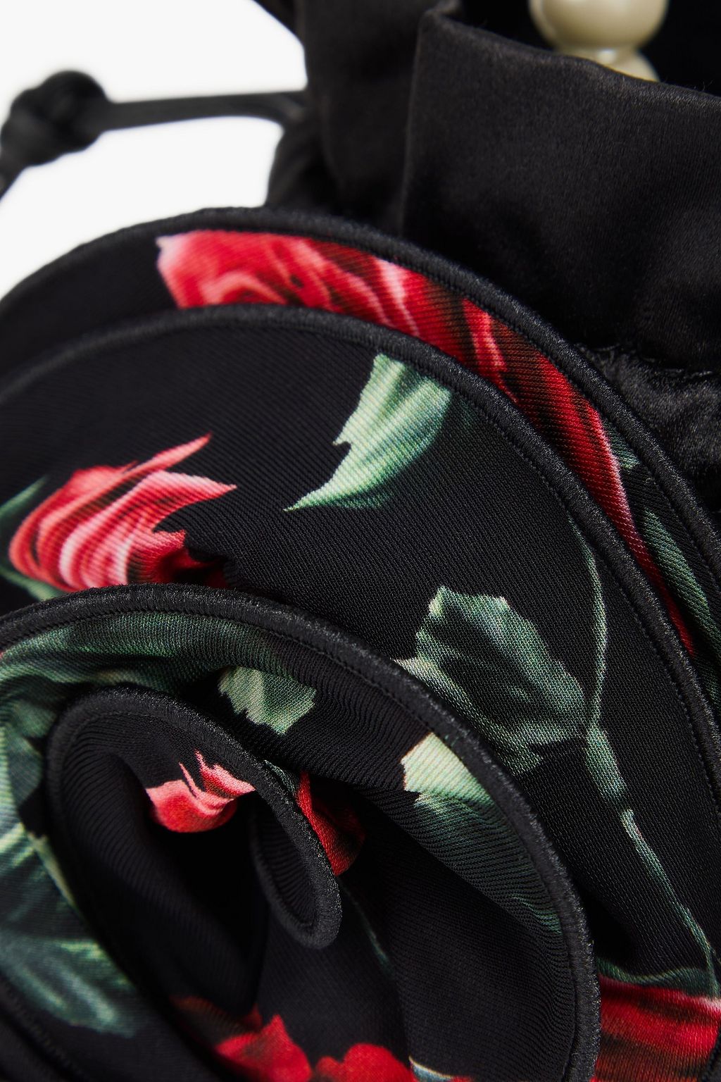 MAGDA BUTRYM Magda kleine Beuteltasche aus Satin mit floralem Print und Verzierung