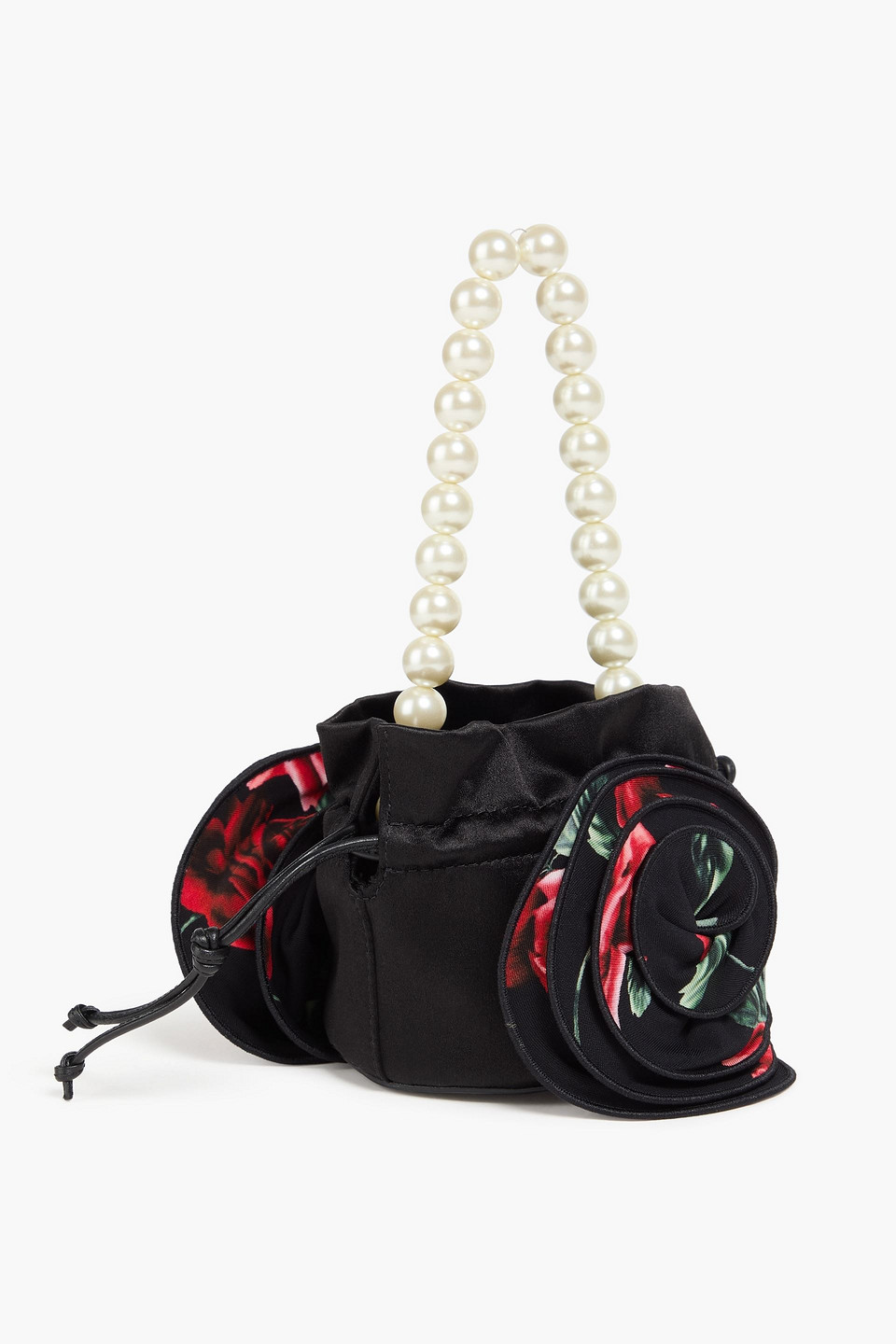  Magda Butrym - Magda Kleine Beuteltasche Aus Satin Mit Floralem Print Und Verzierung - Schwarz - Onesize 