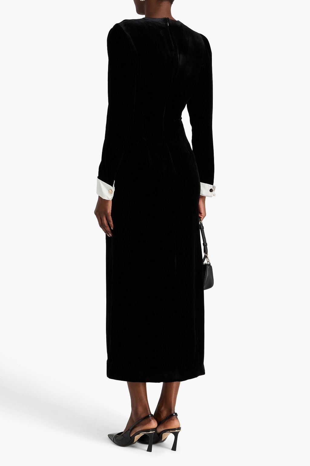 SALONI Lulu velvet midi dress
