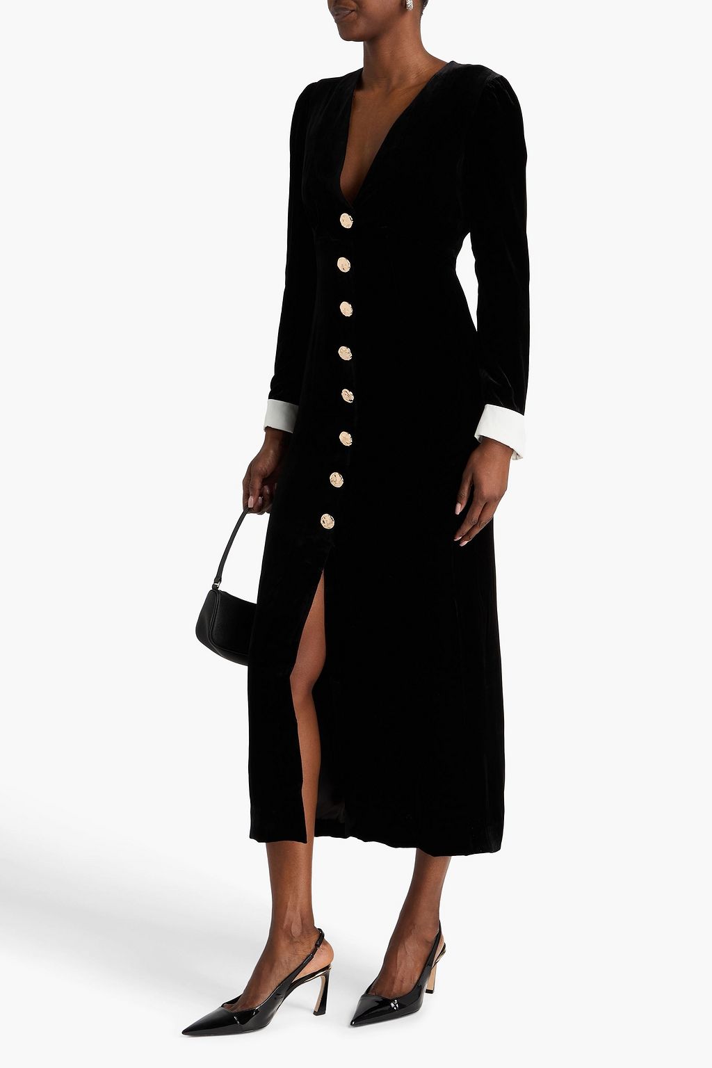 SALONI Lulu velvet midi dress