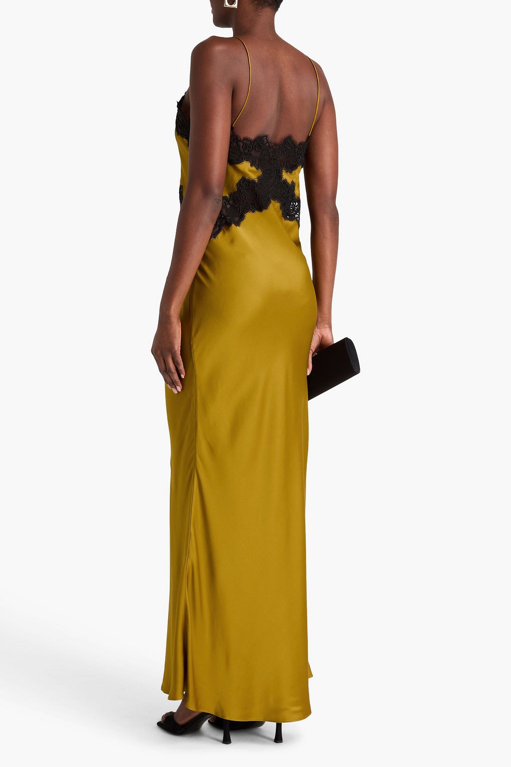 REBECCA VALLANCE Selena guipure lace-trimmed silk-satin gown
