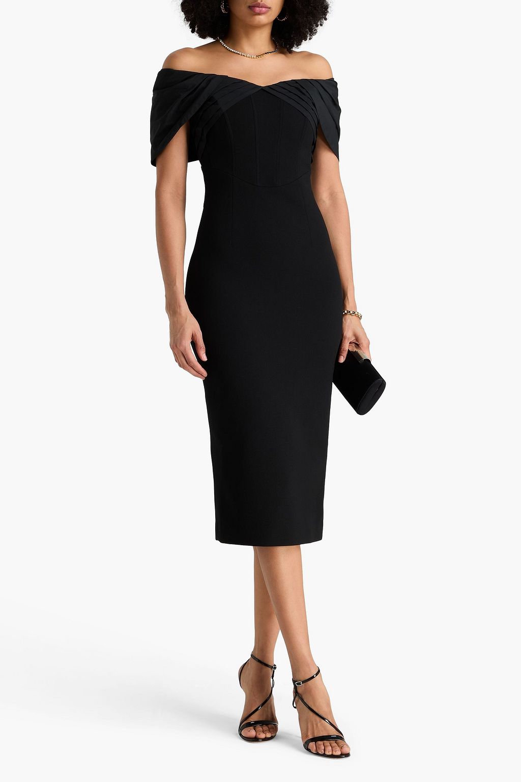 REBECCA VALLANCE Juliana off-the-shoulder taffeta midi dress