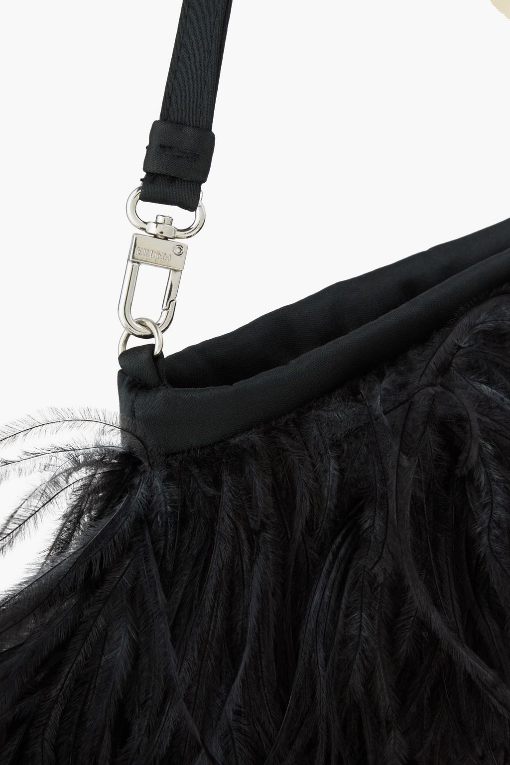 ERDEM Feather-trimmed satin tote