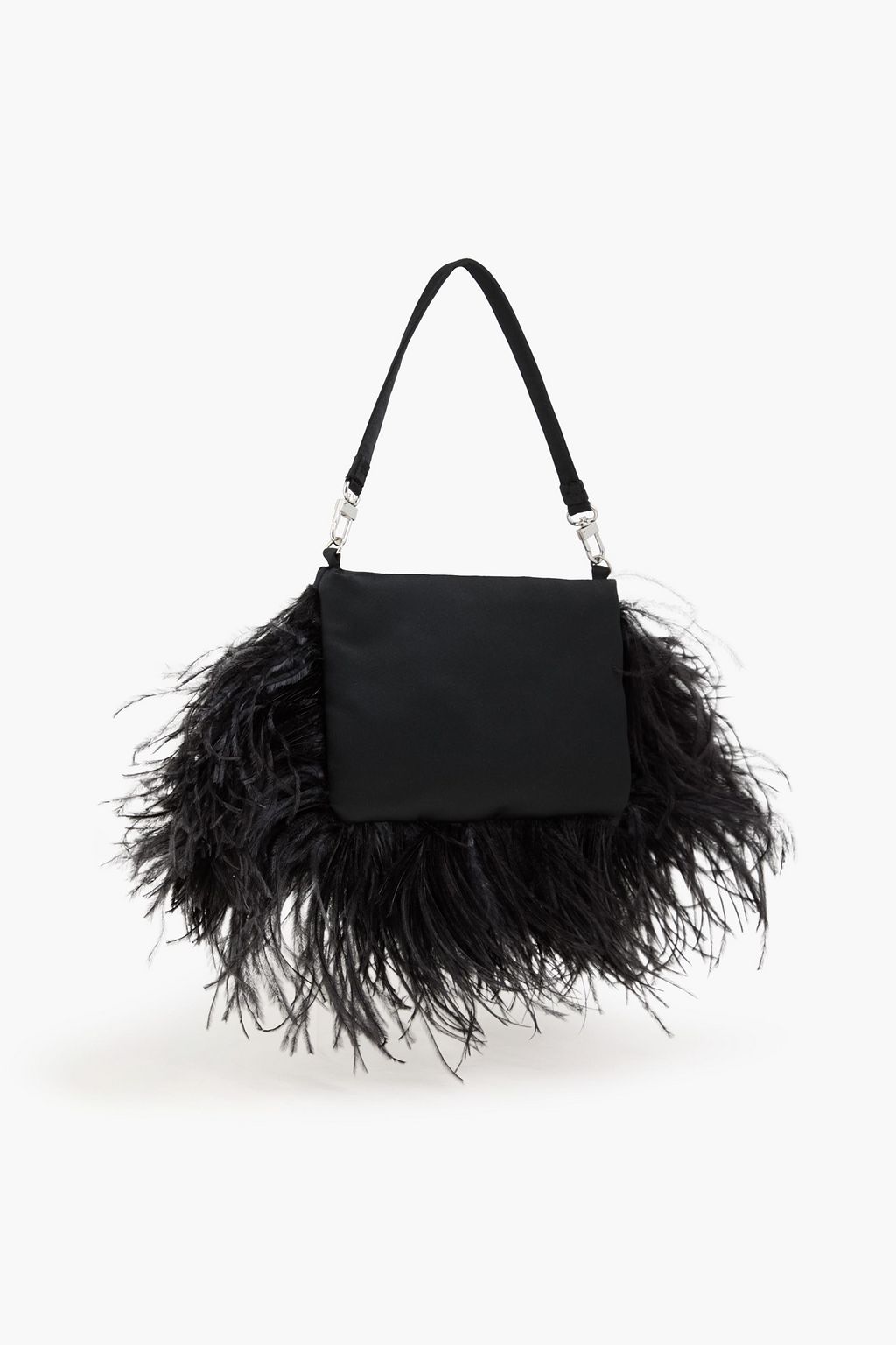 ERDEM Feather-trimmed satin tote