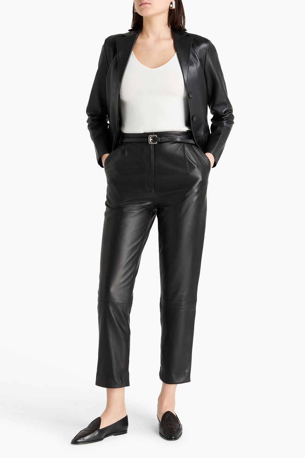 TOVE Emma cropped leather tapered pants