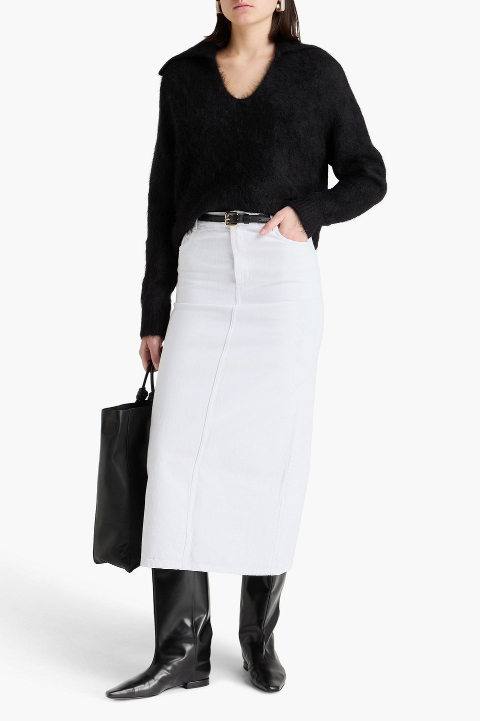  Tove - Sera Denim Midi Skirt - White - 23 