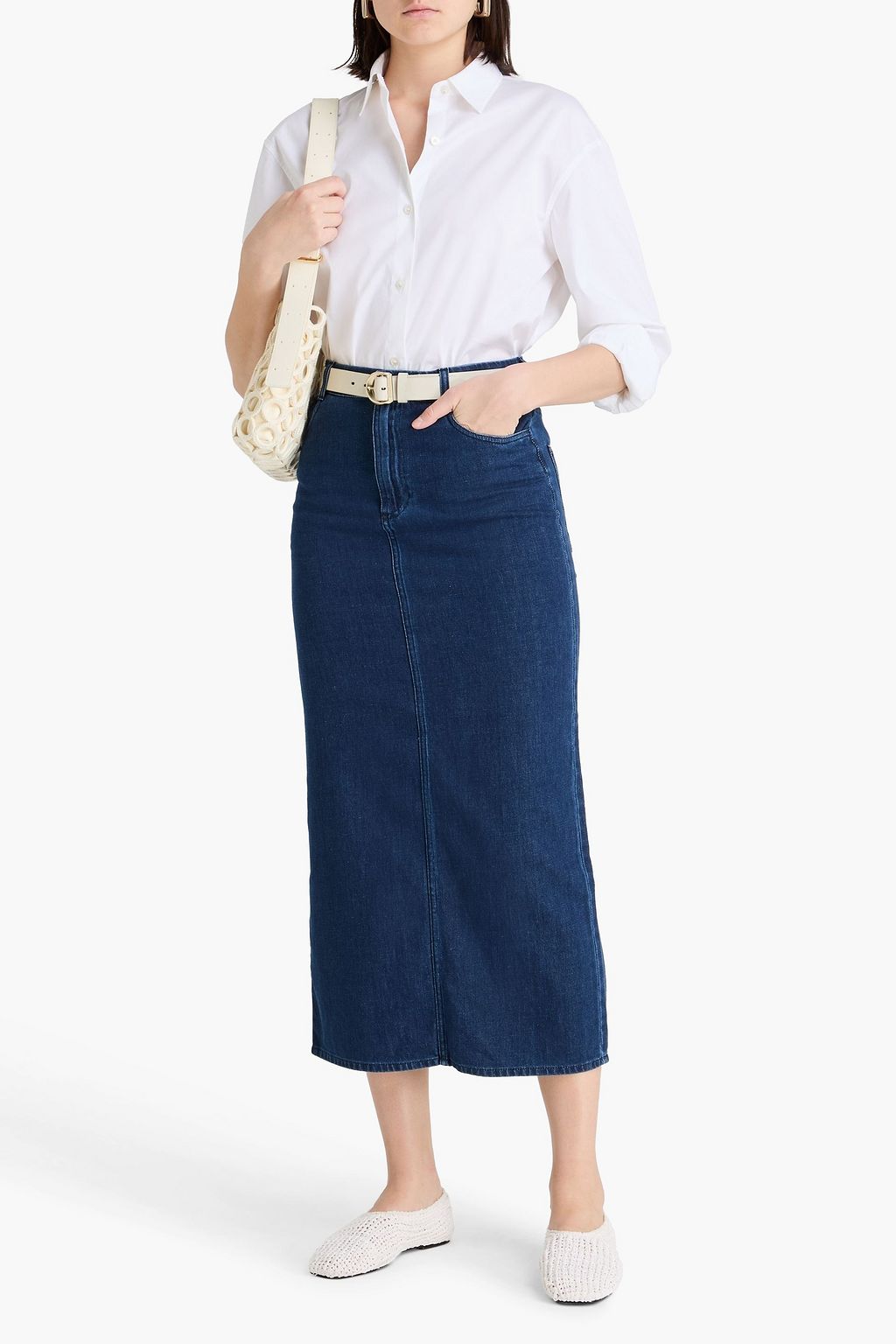 TOVE Sera denim midi skirt