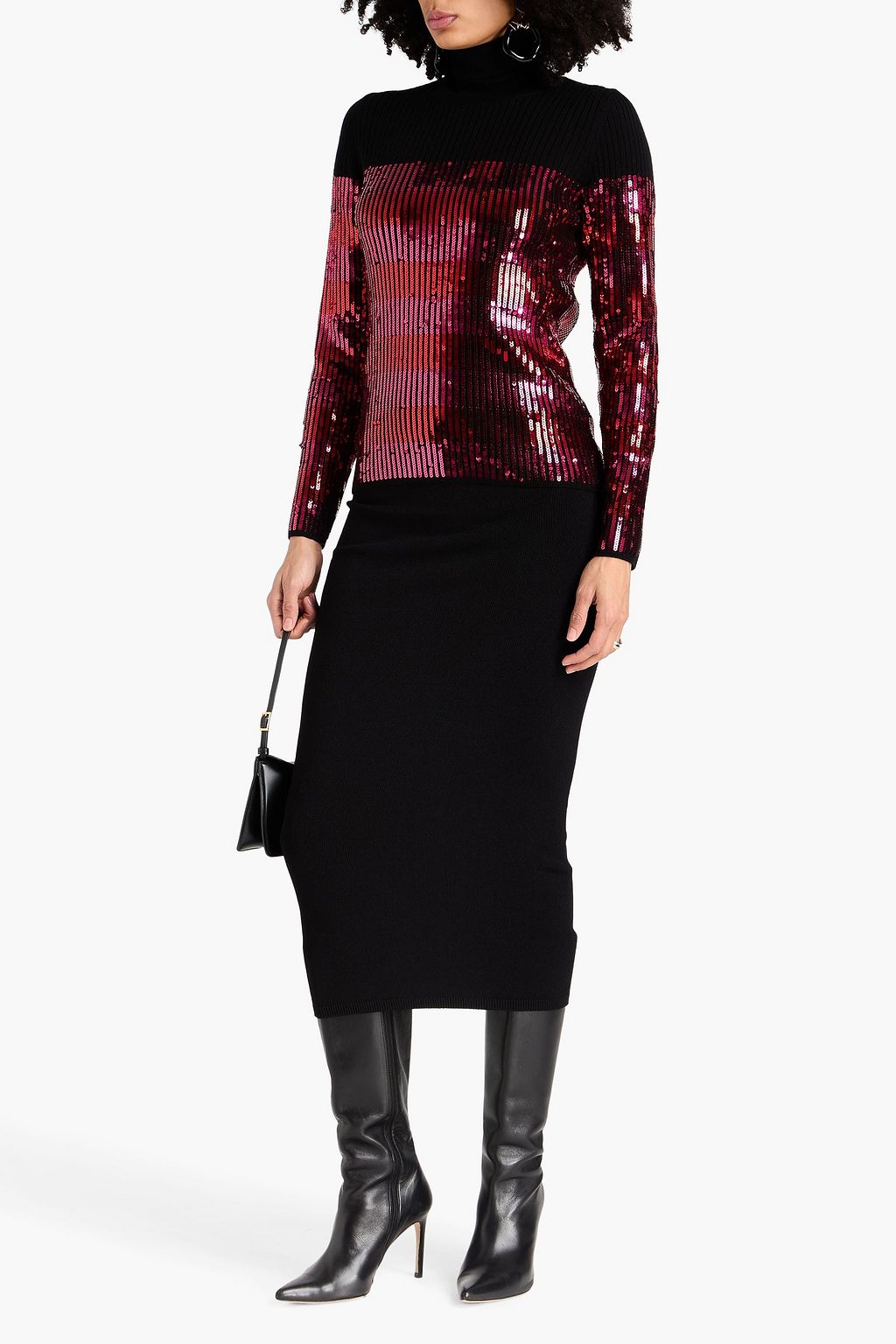 CAROLINA HERRERA Sequin-embellished wool turtleneck top