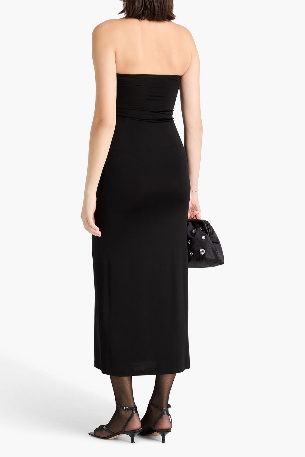 TOVE فستان متوسط الطول "كاتي" دون حمالات من الجيرسي