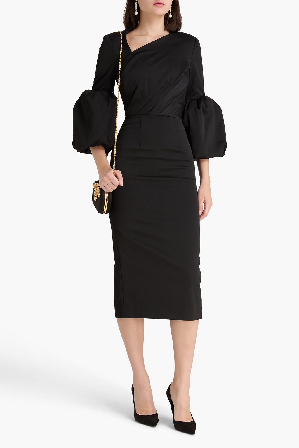 REBECCA VALLANCE Augustine draped crepe midi dress