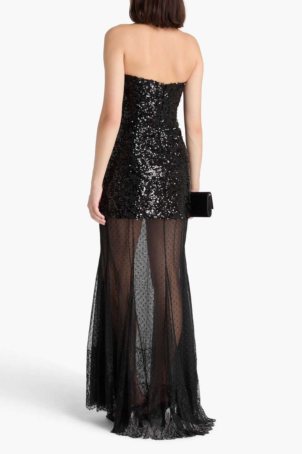 REBECCA VALLANCE Diana strapless sequined point d'esprit gown