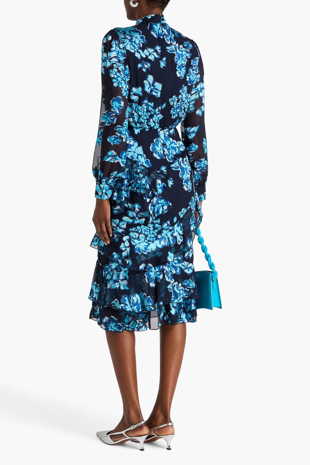 SALONI Isa ruffled floral-print silk-georgette midi dress