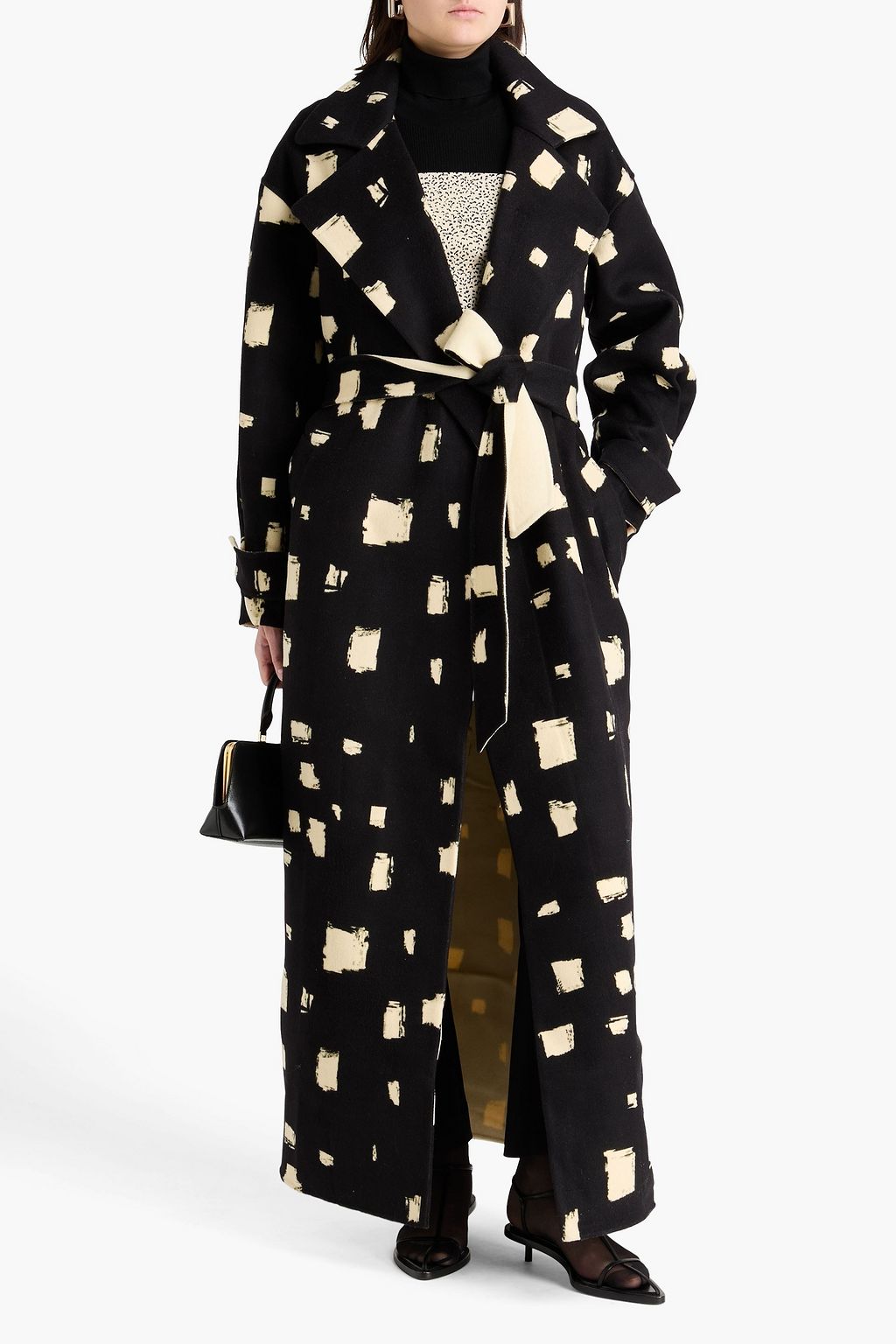 TOVE Loren belted printed wool-blend felt coat