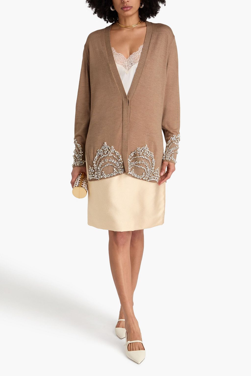 ERDEM كارديغان من صوف الميرينو مزيّن بالكريستال