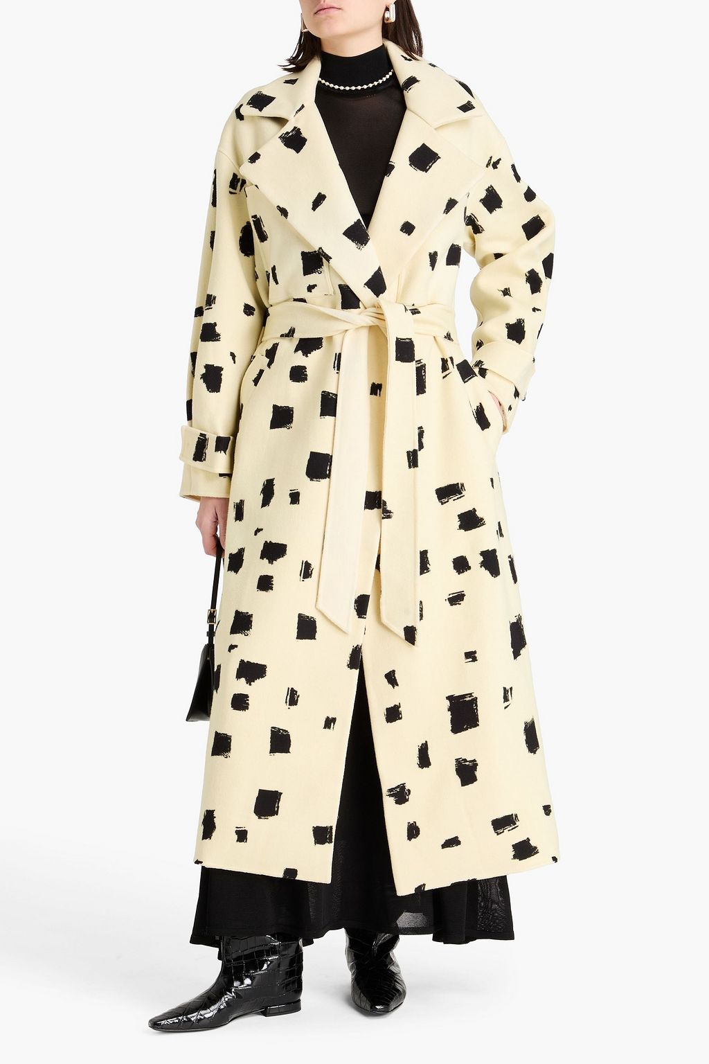 TOVE Adut belted printed wool-blend felt coat