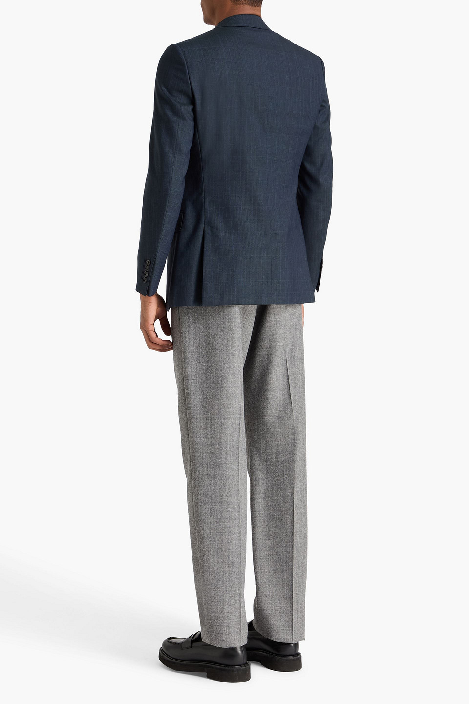  Dunhill - Anzugjacke Aus Einer Mischung Aus Wolle, Leinen Und Seide Mit Glencheck-muster - Blau - It 58 