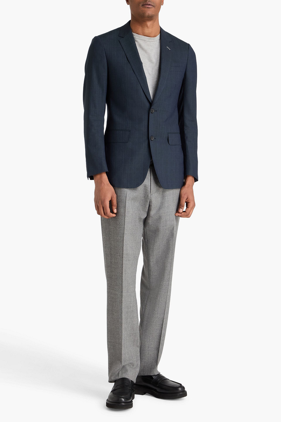  Dunhill - Anzugjacke Aus Einer Mischung Aus Wolle, Leinen Und Seide Mit Glencheck-muster - Blau - It 58 