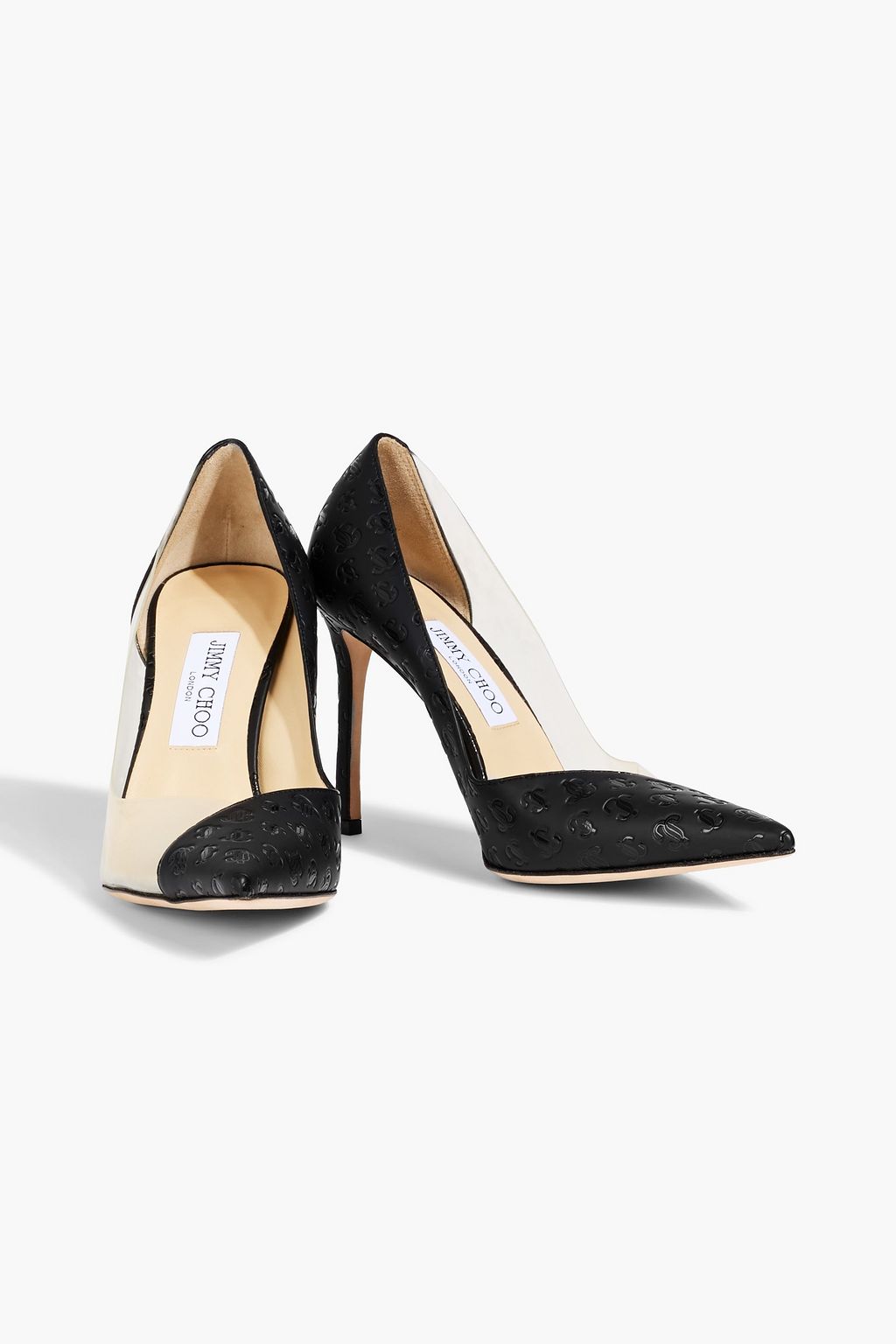 JIMMY CHOO Cass 95 embossed leather and PVC pumps