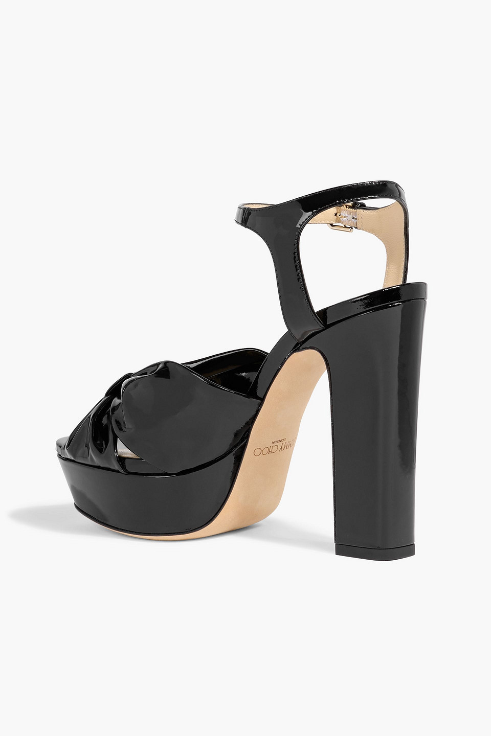 Jimmy Choo Heloise 120 Patent-leather Platform Sandals In Black