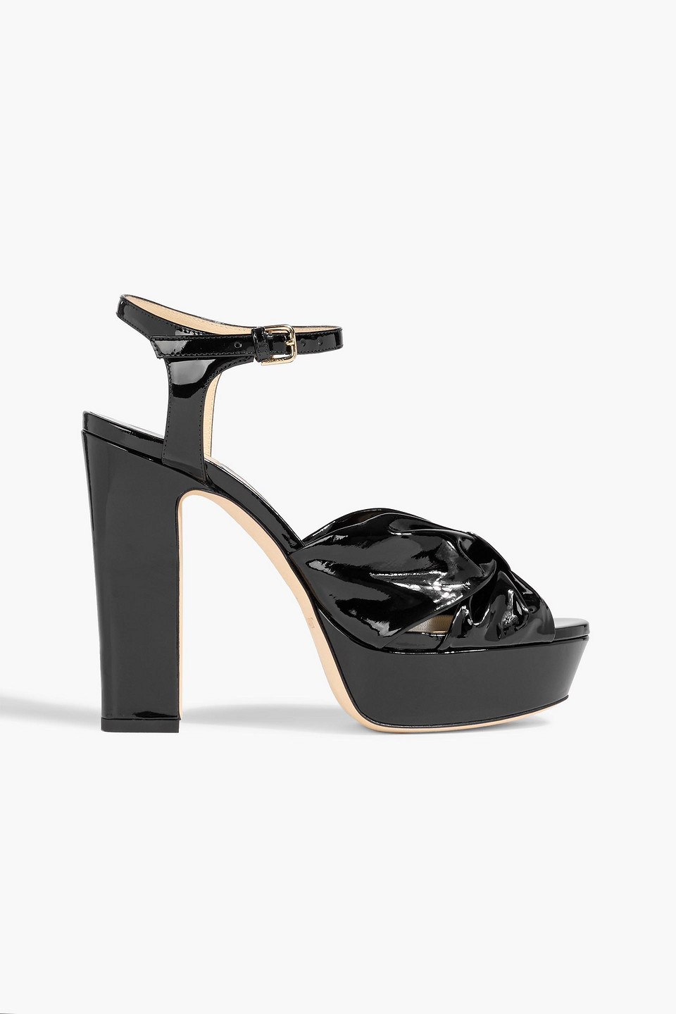 Jimmy Choo Heloise 120 Patent-leather Platform Sandals In Black