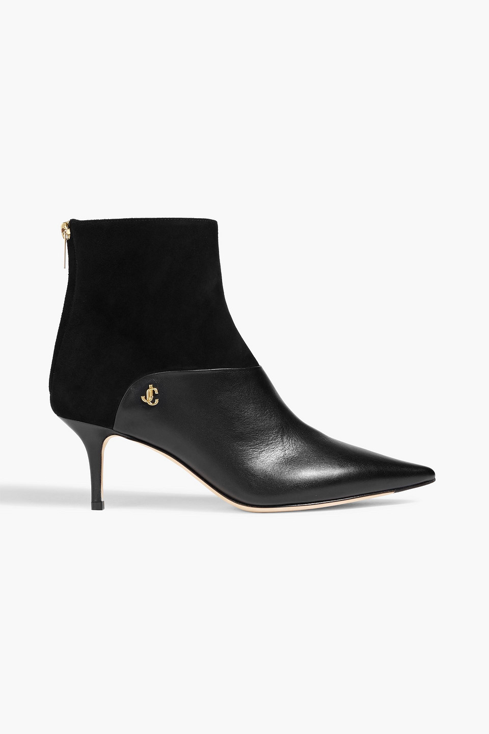 Jimmy Choo Beyla 85 Suede And Leather Ankle Boots In Black
