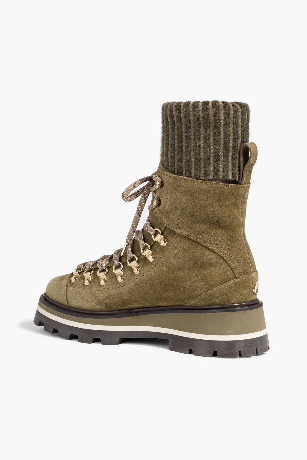 JIMMY CHOO Chike suede and ribbed-knit hiking boots