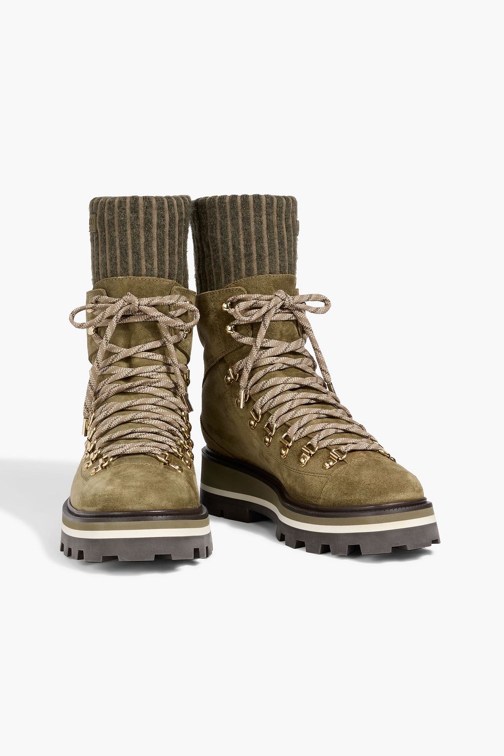 JIMMY CHOO Chike suede and ribbed-knit hiking boots