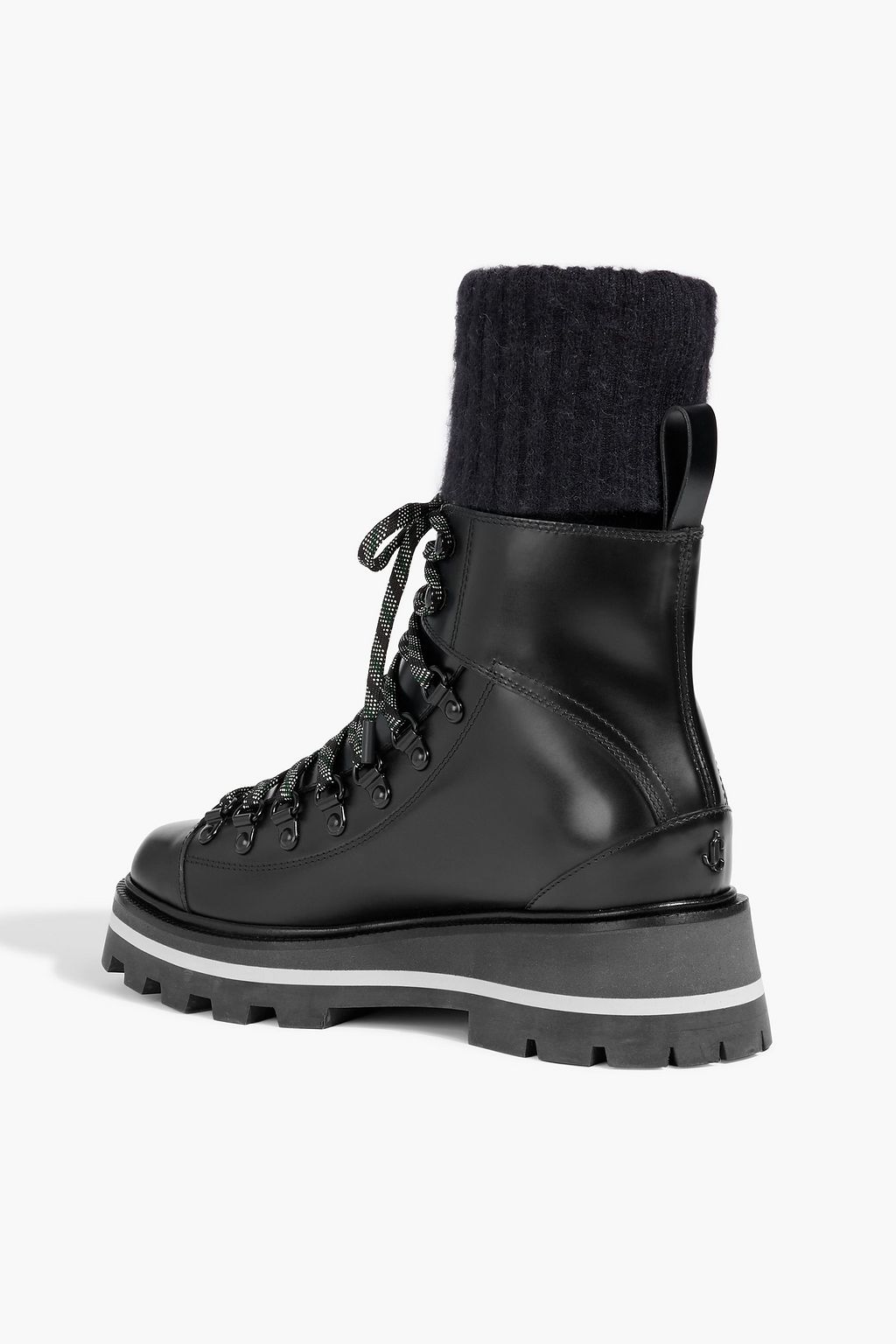 JIMMY CHOO Chike leather and ribbed-knit hiking boots