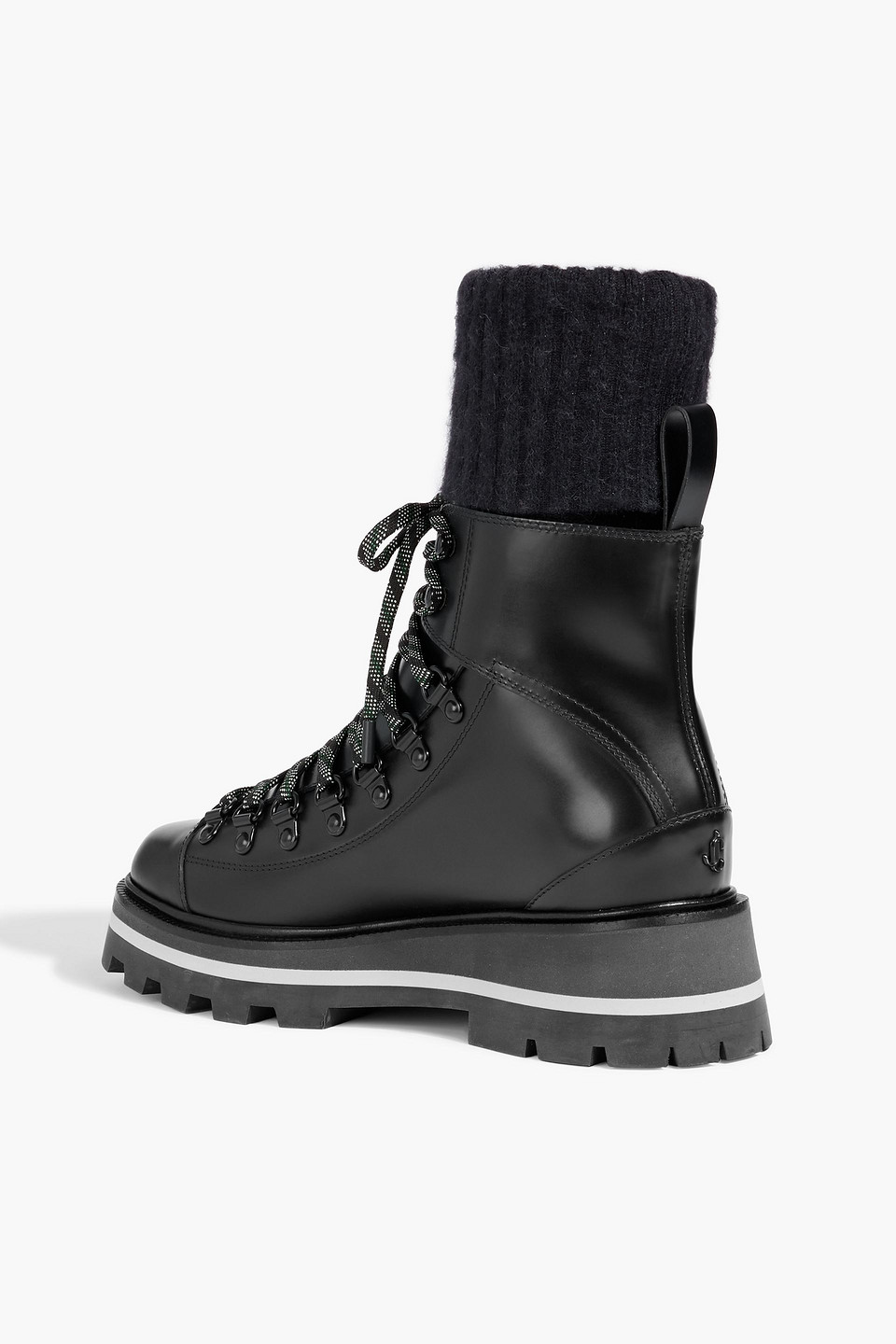 Jimmy Choo Chike Leather And Ribbed-knit Hiking Boots In Multi
