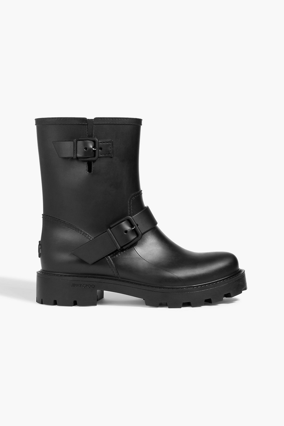Jimmy Choo Yael Buckled Rubber Rain Boots In Black