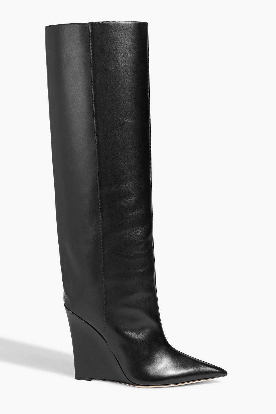 Jimmy Choo Blake Leather Wedge Knee Boots In Animal Print