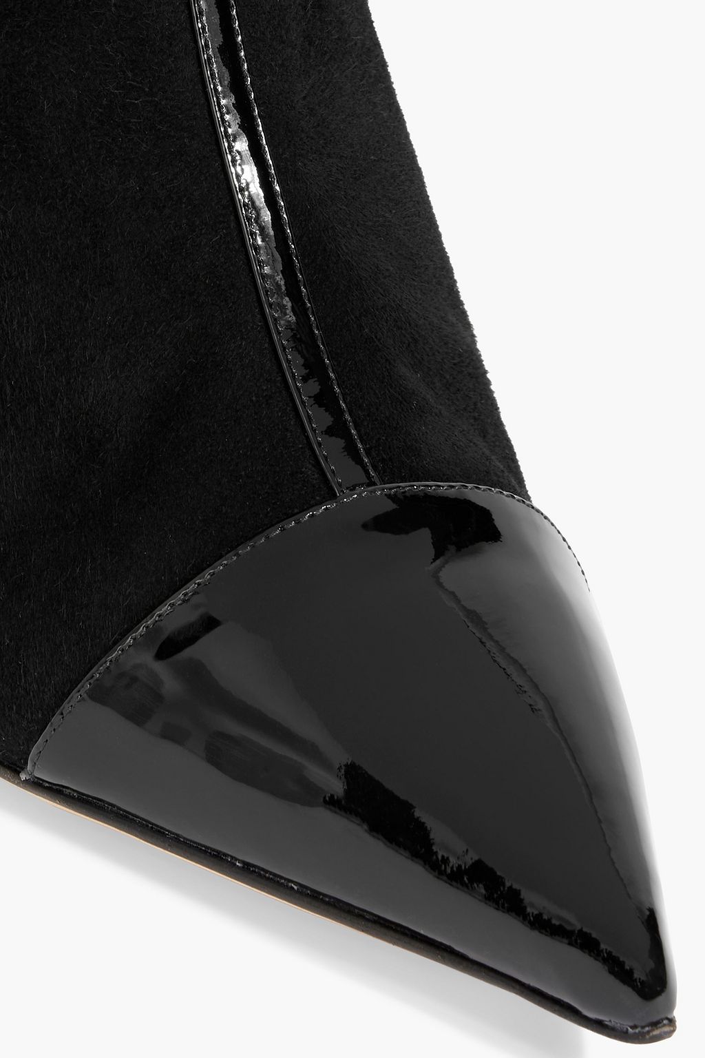 JIMMY CHOO Kix patent leather-trimmed suede ankle boots