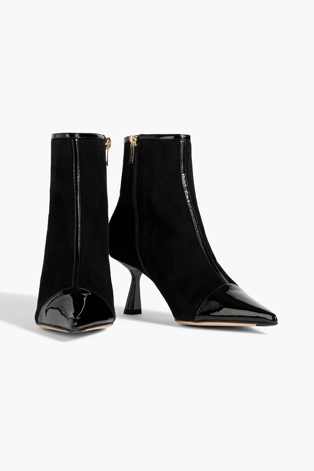 JIMMY CHOO Kix patent leather-trimmed suede ankle boots